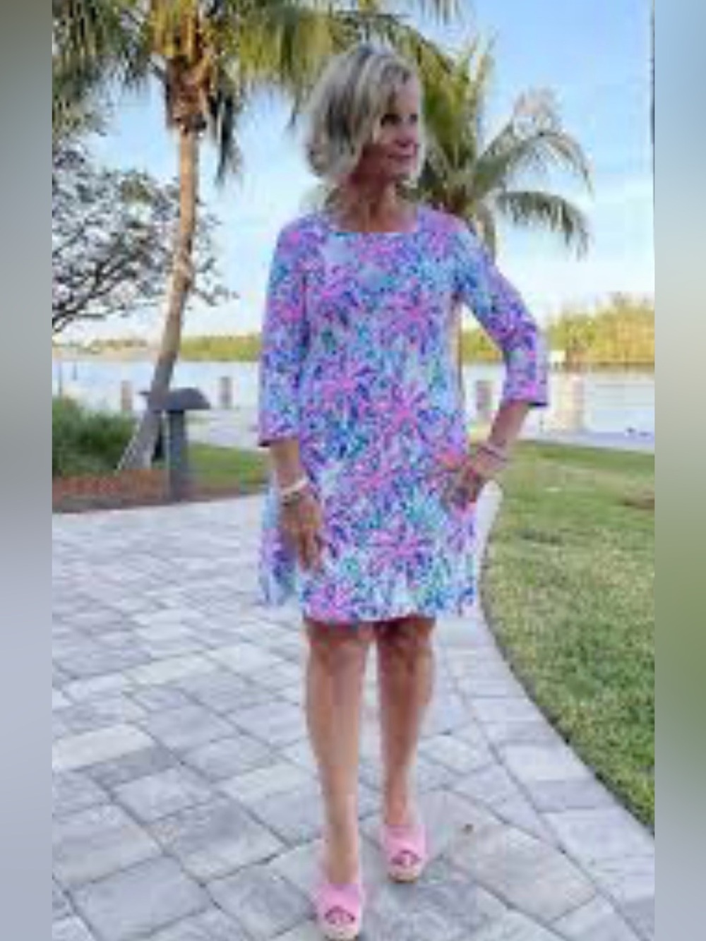 Lilly Pulitzer Pastel Floral Shift Cover-Up in Pink & Blue